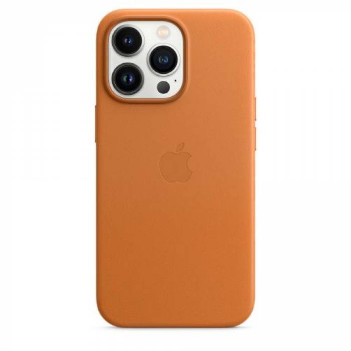 Protectie pentru spate Apple MagSafe Leather pentru iPhone 13 Pro, Golden Brown