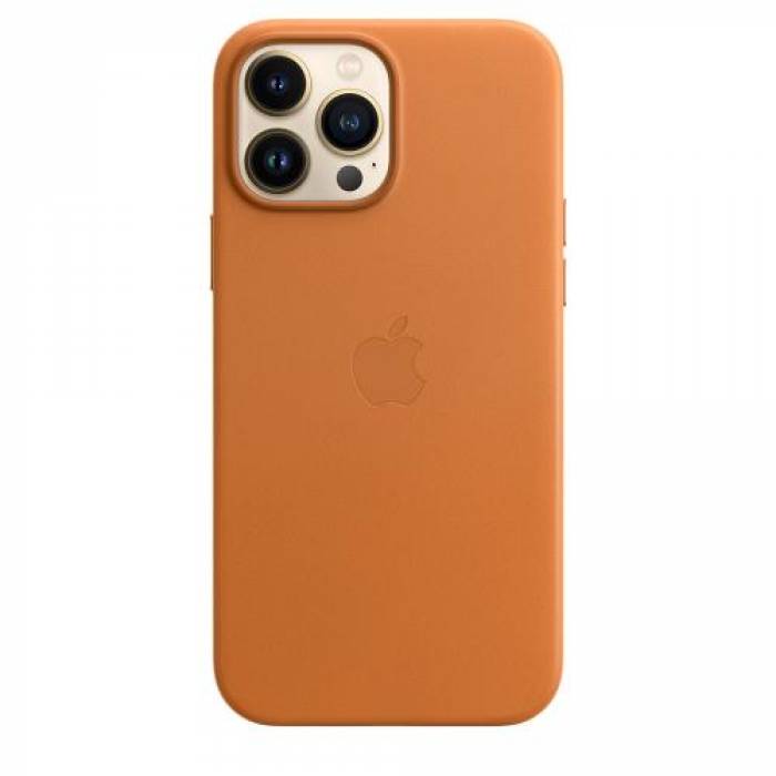 Protectie pentru spate Apple MagSafe Leather pentru iPhone 13 Pro Max, Golden Brown