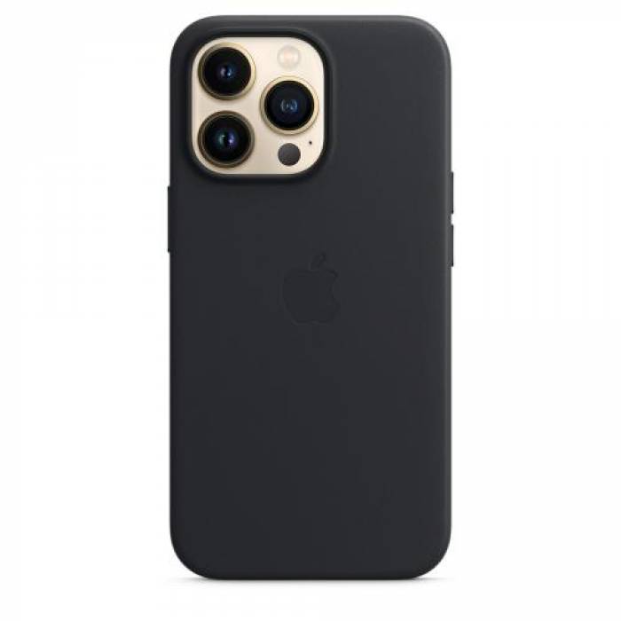 Protectie pentru spate Apple MagSafe Leather pentru iPhone 13 Pro, Midnight
