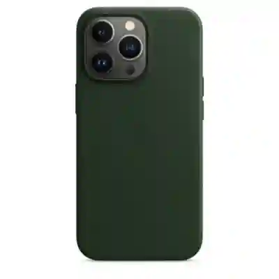 Protectie pentru spate Apple MagSafe Leather pentru iPhone 13 Pro, Sequoia Green