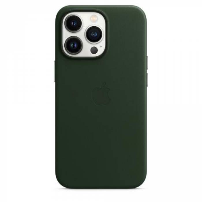 Protectie pentru spate Apple MagSafe Leather pentru iPhone 13 Pro, Sequoia Green