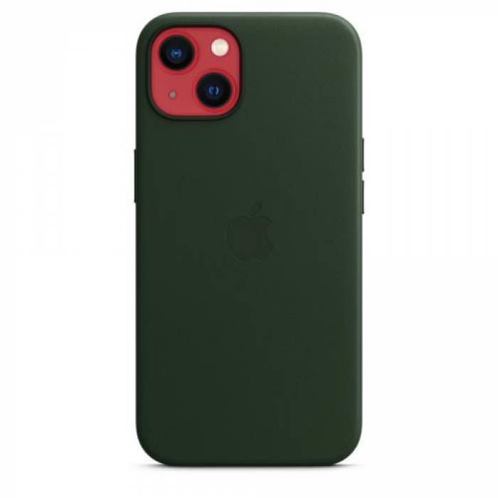 Protectie pentru spate Apple MagSafe Leather pentru iPhone 13, Sequoia Green