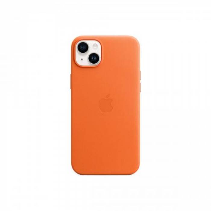 Protectie pentru spate Apple MagSafe Leather pentru Iphone 14 Plus, Orange