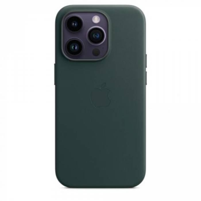 Protectie pentru spate Apple MagSafe Leather pentru Iphone 14 Pro, Verde