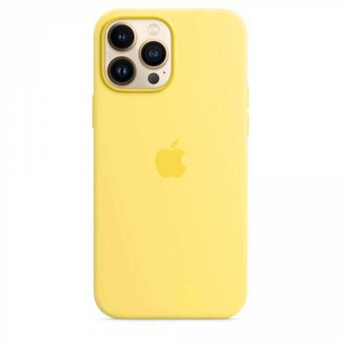 Protectie pentru spate Apple MagSafe Silicone pentru iPhone 13 Pro Max, Lemon Zest
