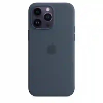 Protectie pentru spate Apple MagSafe Silicone pentru Iphone 14 Pro, Storm Blue
