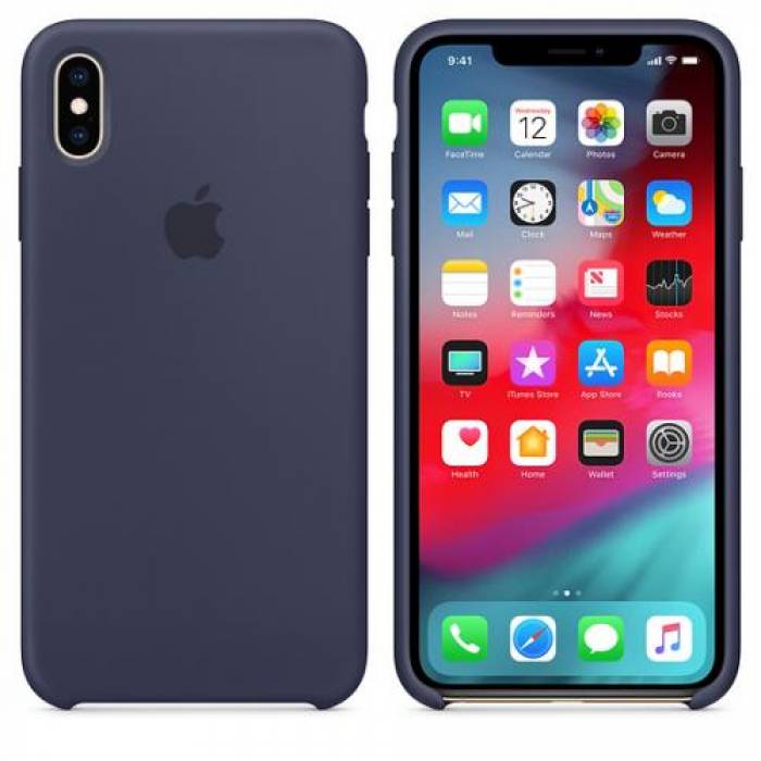 Protectie pentru spate Apple Silicon pentru iPhone XS Max, Midnight Blue