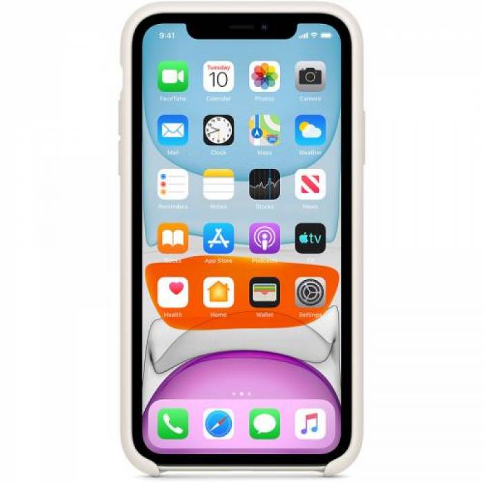 Protectie pentru spate Apple Silicone Case pentru iPhone 11, White