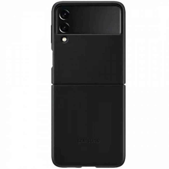 Protectie pentru spate Samsung Leather Cover pentru Galaxy Z Flip 3 (F711), Black