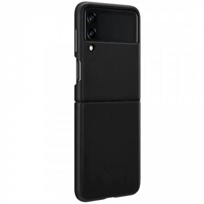 Protectie pentru spate Samsung Leather Cover pentru Galaxy Z Flip 3 (F711), Black