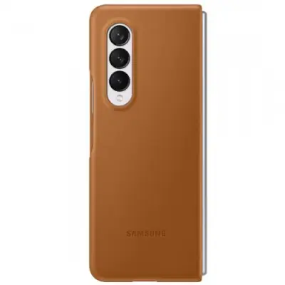 Protectie pentru spate Samsung Leather Cover pentru Galaxy Z Fold 3 (F926), Brown 