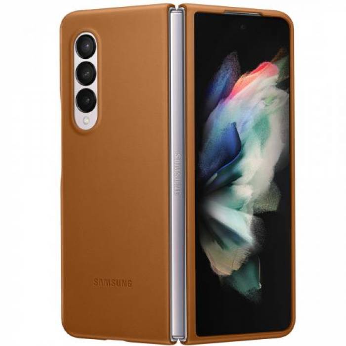 Protectie pentru spate Samsung Leather Cover pentru Galaxy Z Fold 3 (F926), Brown 