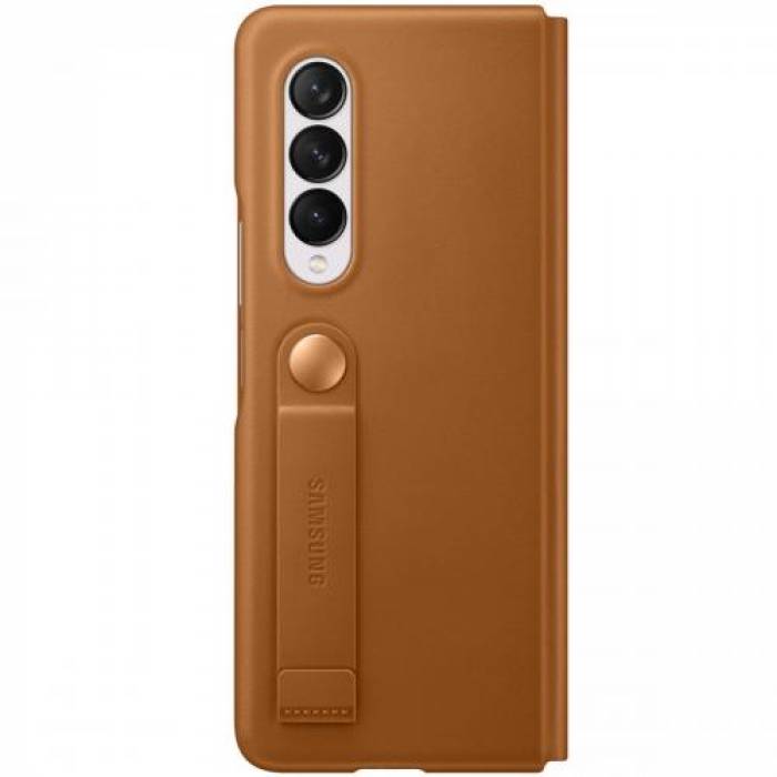 Protectie pentru spate Samsung Leather Flip Stand Cover pentru Galaxy Z Fold 3 (F926), Brown