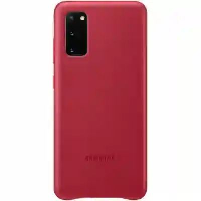 Protectie pentru spate Samsung Leather pentru Galaxy S20/5G (2020), Red