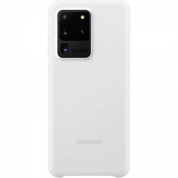 Protectie pentru spate Samsung Silicon pentru Galaxy S20 Ultra/S20 Ultra 5G, White
