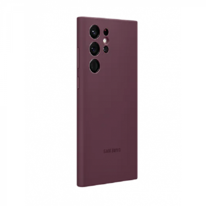 Protectie pentru spate Samsung Silicone Cover pentru Galaxy S22 Ultra, Burgundy