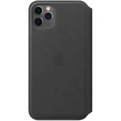 Protectie tip Book Apple Leather Folio pentru iPhone 11 Pro Max, Black