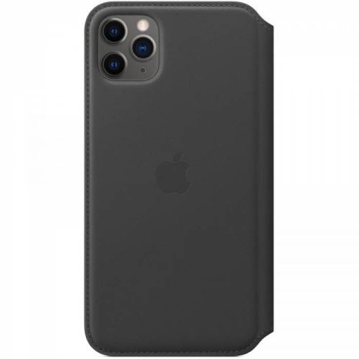 Protectie tip Book Apple Leather Folio pentru iPhone 11 Pro Max, Black
