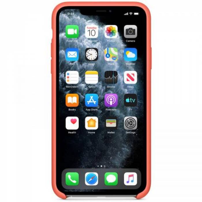 Protectie tip Book Apple Silicone Case pentru iPhone 11 Pro Max, Clementine