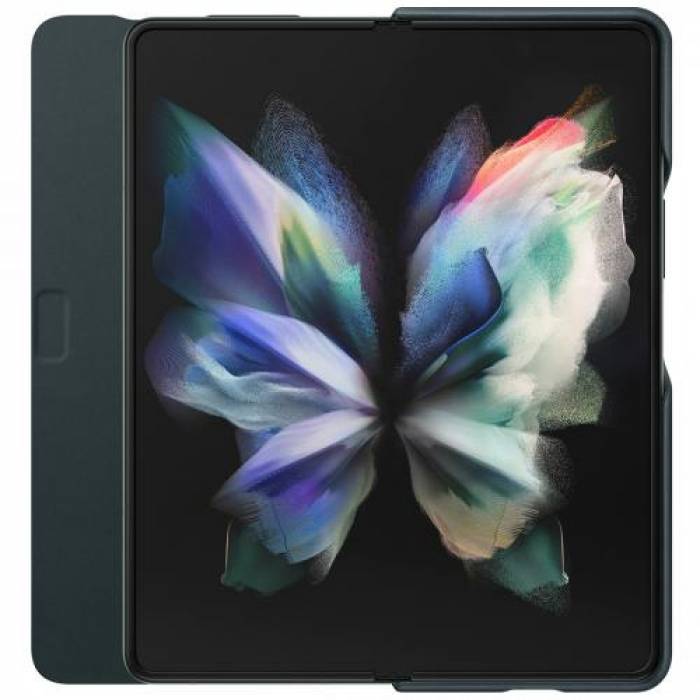 Protectie tip Book Samsung Leather Flip Stand Cover pentru Galaxy Z Fold 3 (F926), Green