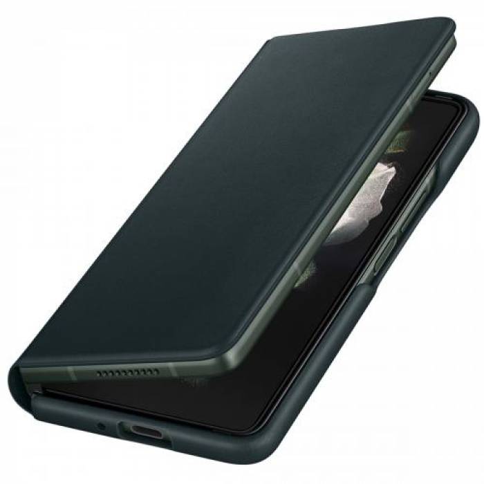 Protectie tip Book Samsung Leather Flip Stand Cover pentru Galaxy Z Fold 3 (F926), Green