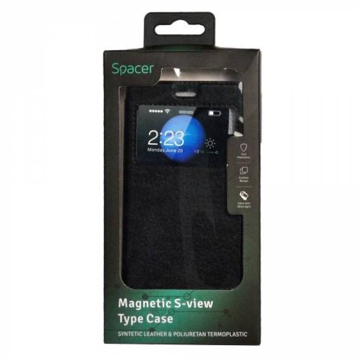Protectie tip Book Spacer Magnetic S-View pentru Huawei P9, Black