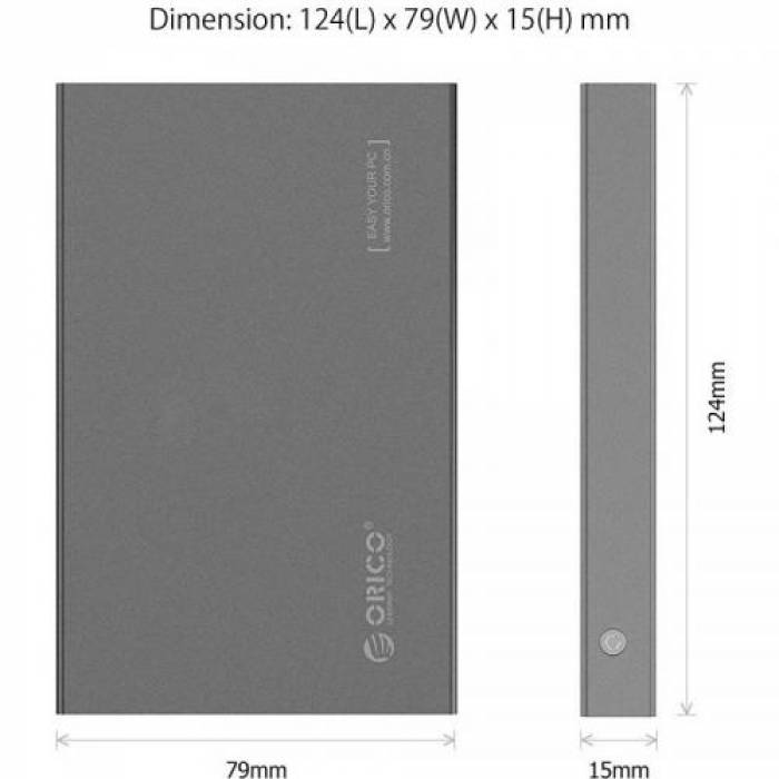 Rack Extern HDD Orico 2518S3, USB 3.0-SATA, Gray