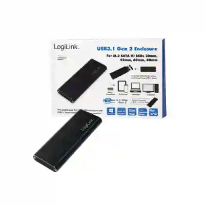 Rack extern SSD Logilink, USB 3.1 - M.2 SATA, Black