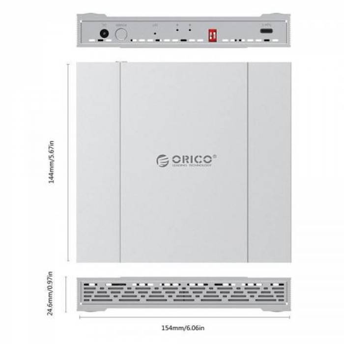 Rack HDD Orico 2529RC3, SATA3, USB-C, 2x 2.5inch