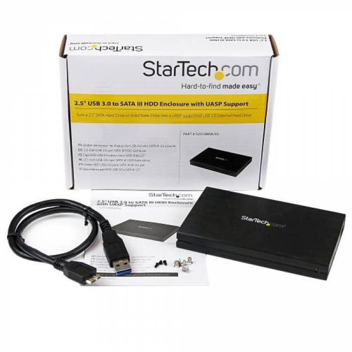 Rack SSD/HDD Startech S2510BMU33, USB 3.0 Tip B, 2.5inch, Black