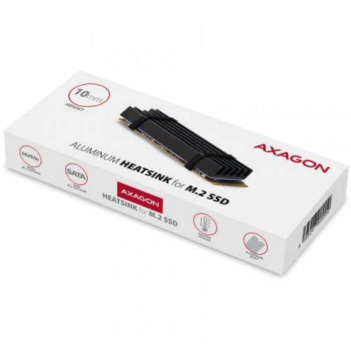 Radiator SSD Axagon CLR-M2L10, Black