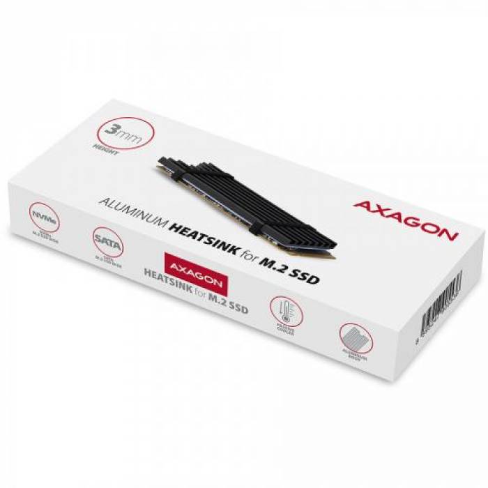 Radiator SSD Axagon CLR-M2L3, Black