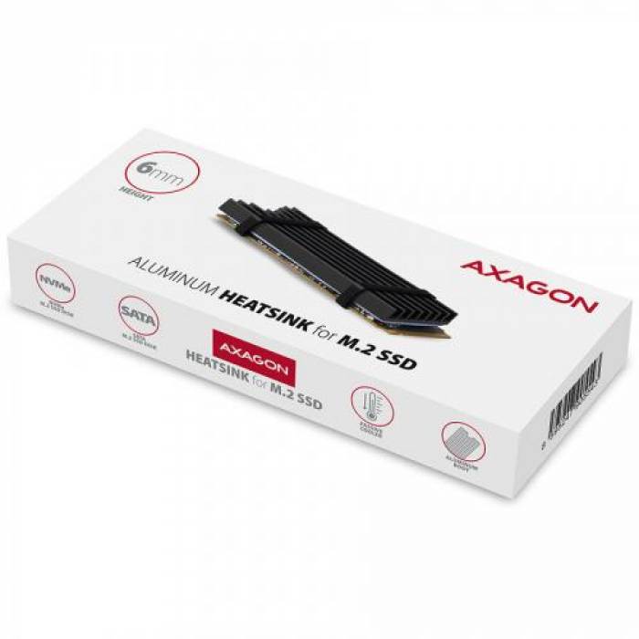 Radiator SSD Axagon CLR-M2L6, Black