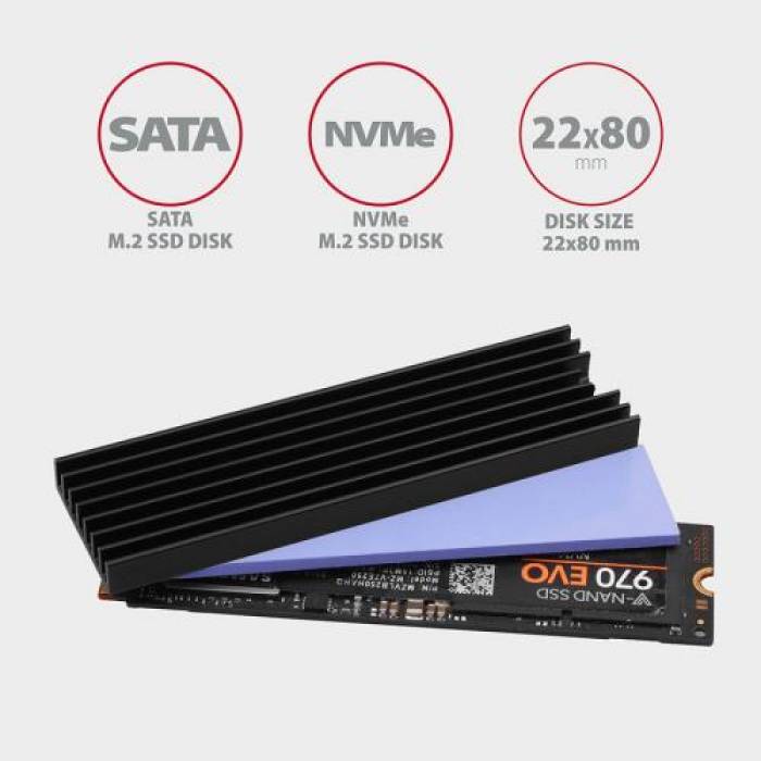 Radiator SSD Axagon CLR-M2L6, Black