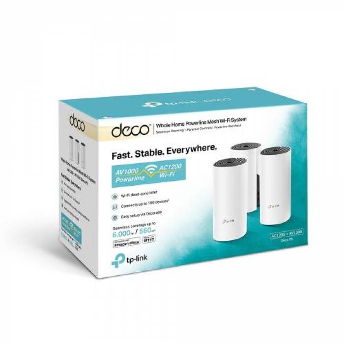 Router TP-Link Deco P9 (3-Pack), 2x LAN, 3 bucati