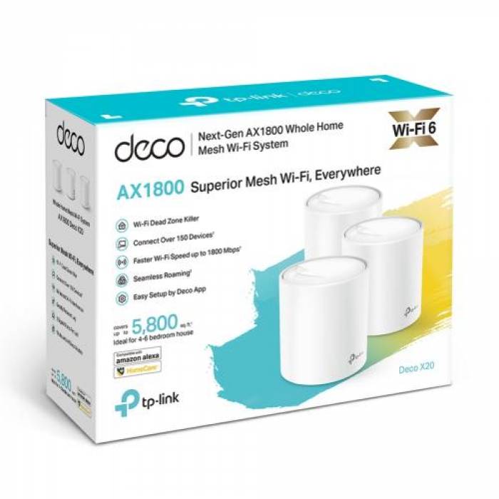 Router TP-Link Deco X20 (3-pack), 2x LAN, 3 bucati
