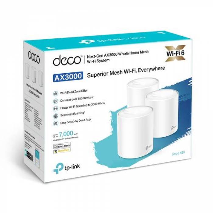 Router TP-Link Deco X60, 2x LAN, 3 bucati