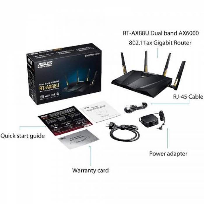 Router wireless ASUS RT-AX88U, 8x LAN