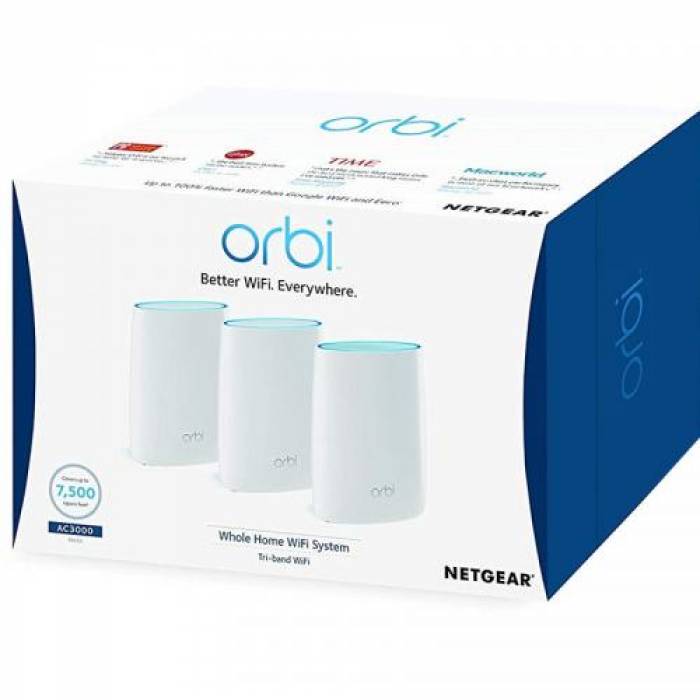 Router Wireless Netgear ORBI 4PT RBK53, 3x LAN + 2 Access Point Orbi Satellite (RBK53) Router Wireless Netgear ORBI 4PT RBK53, 3x LAN + 2 Access Point Orbi Satellite (RBK53)
