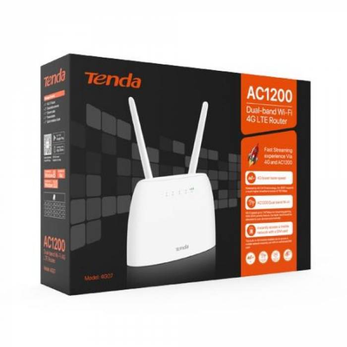 Router Wireless Portabil Tenda 4G07, LTE, White