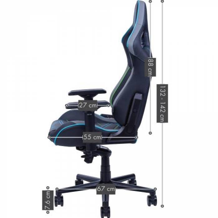 Scaun gaming AQIRYS Hyperion, Black-Blue-Grey