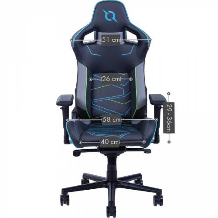 Scaun gaming AQIRYS Hyperion, Black-Blue-Grey