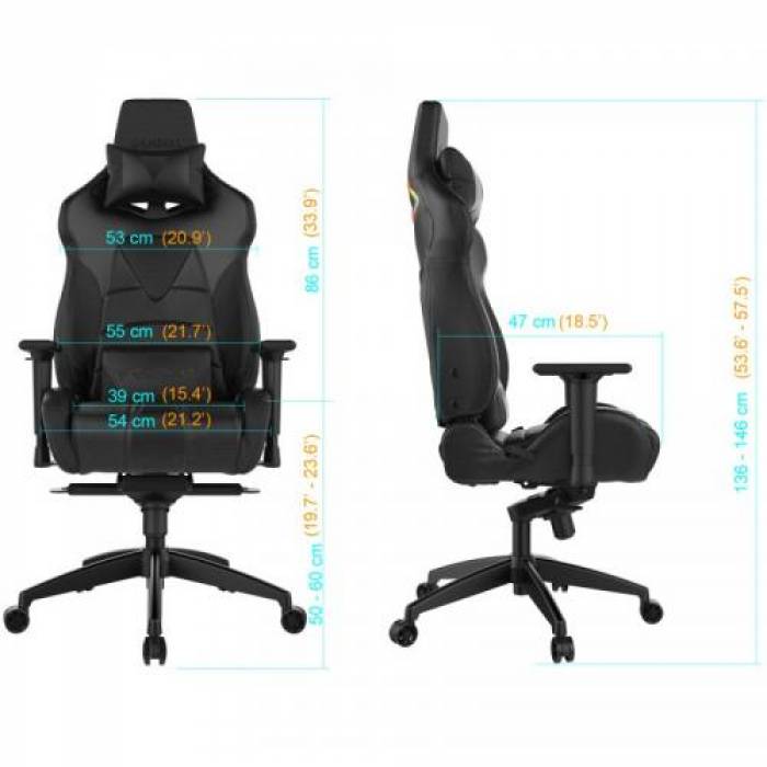 Scaun gaming Gamdias Achilles M1 L, RGB, Black-Blue