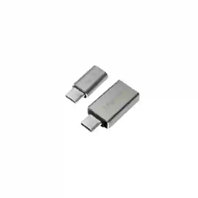 Set Adaptoare LogiLink MicroUSB Female - USB-C Male + USB 3.0 Female - USB-C Male, Silver