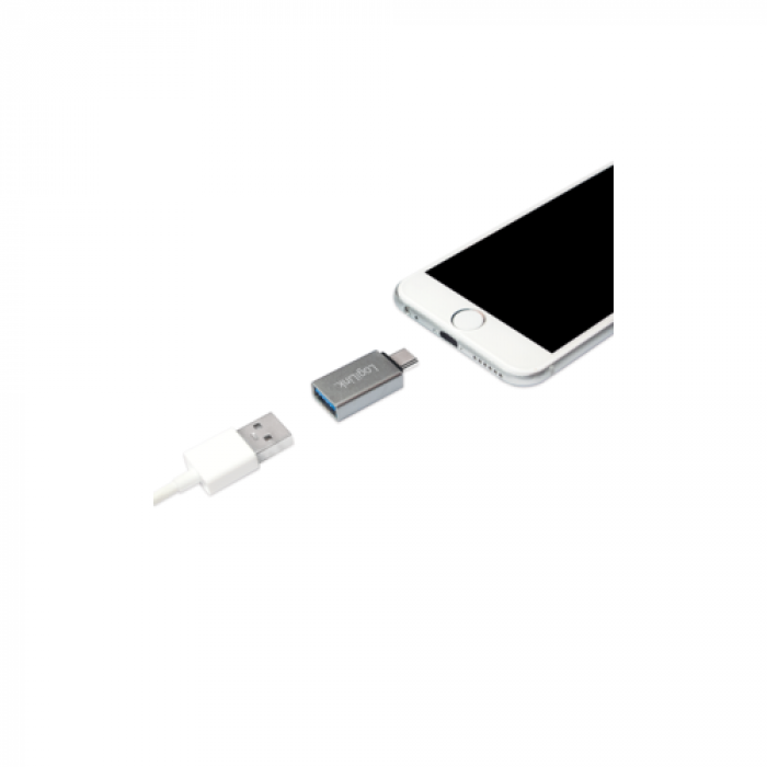 Set Adaptoare LogiLink MicroUSB Female - USB-C Male + USB 3.0 Female - USB-C Male, Silver