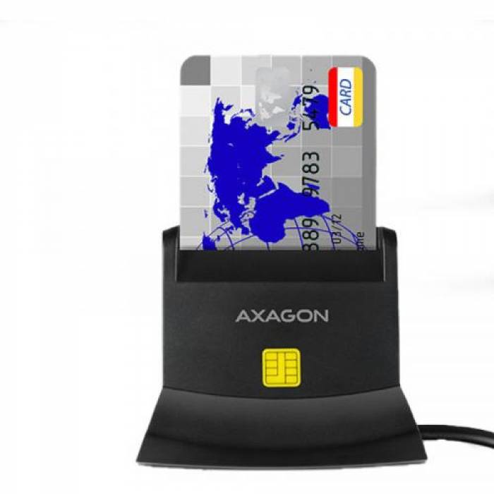 Smart Card Reader Axagon CRE-SM2, USB 2.0, Black