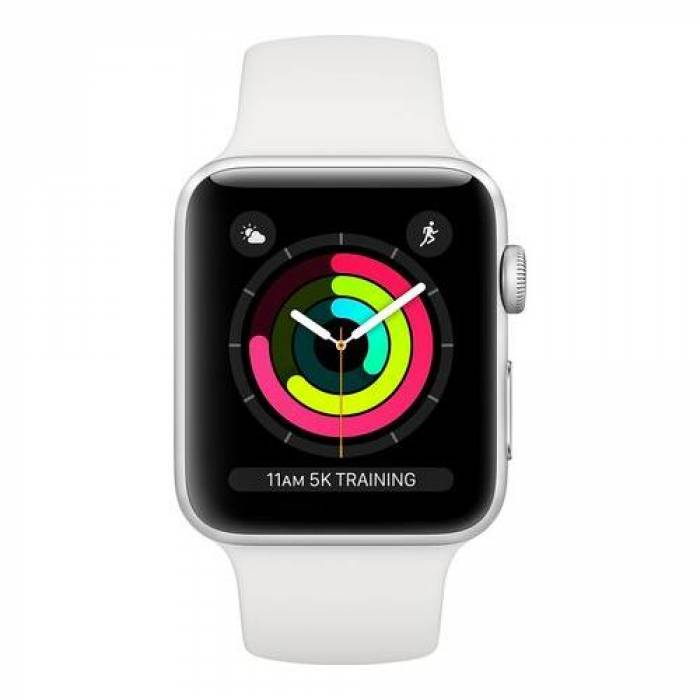 Smartwatch Apple Series 3 GPS, 1.65inch, curea silicon, Silver-White