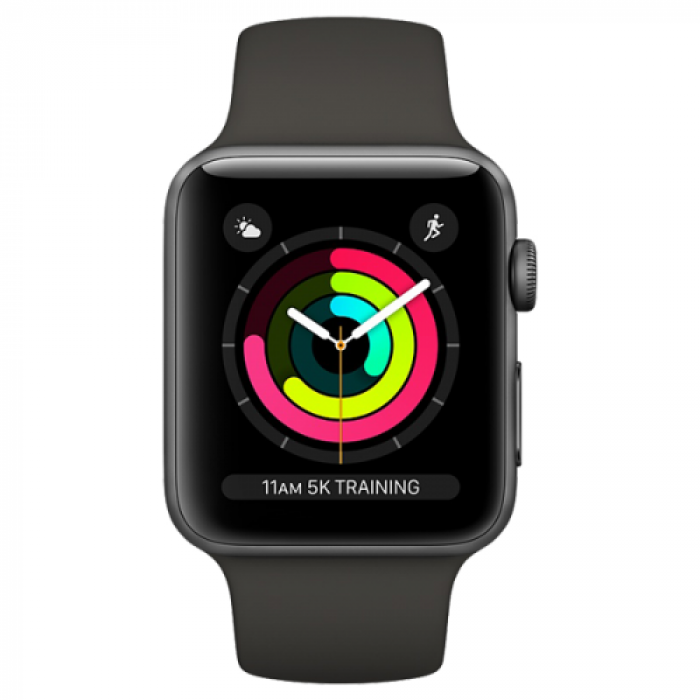 Smartwatch Apple Series 3 GPS, 1.65inch, curea silicon, Space Grey-Black