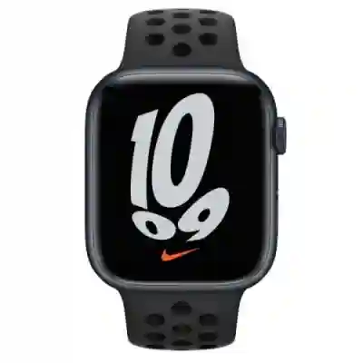 Smartwatch Apple Watch Nike Series 7, 1.9inch, curea silicon, Midnight-Anthracite/Black