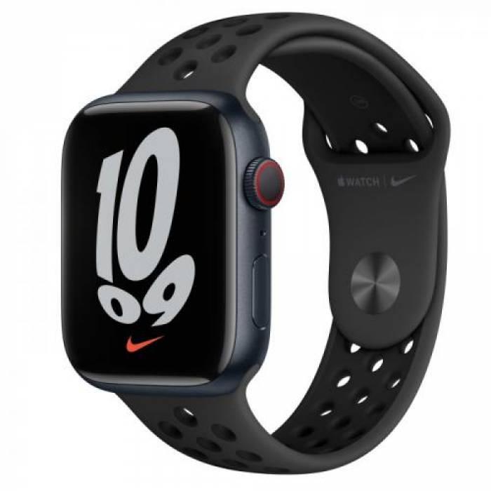 Smartwatch Apple Watch Nike Series 7, 1.9inch, curea silicon, Midnight-Anthracite/Black